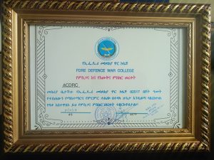 CDRC Receives Certificate of Appreciation from FDRE Defence War College